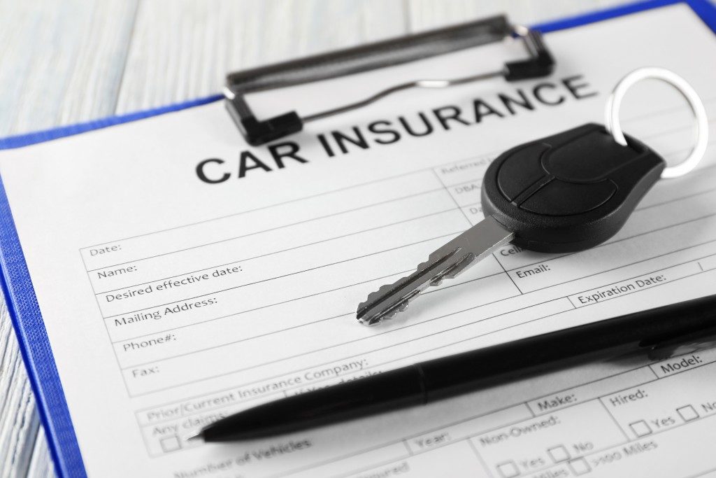 Car insurance form and key
