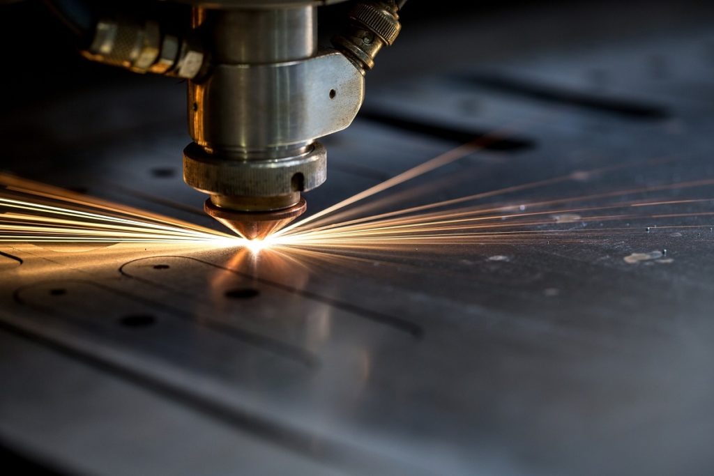 sparks from the laser