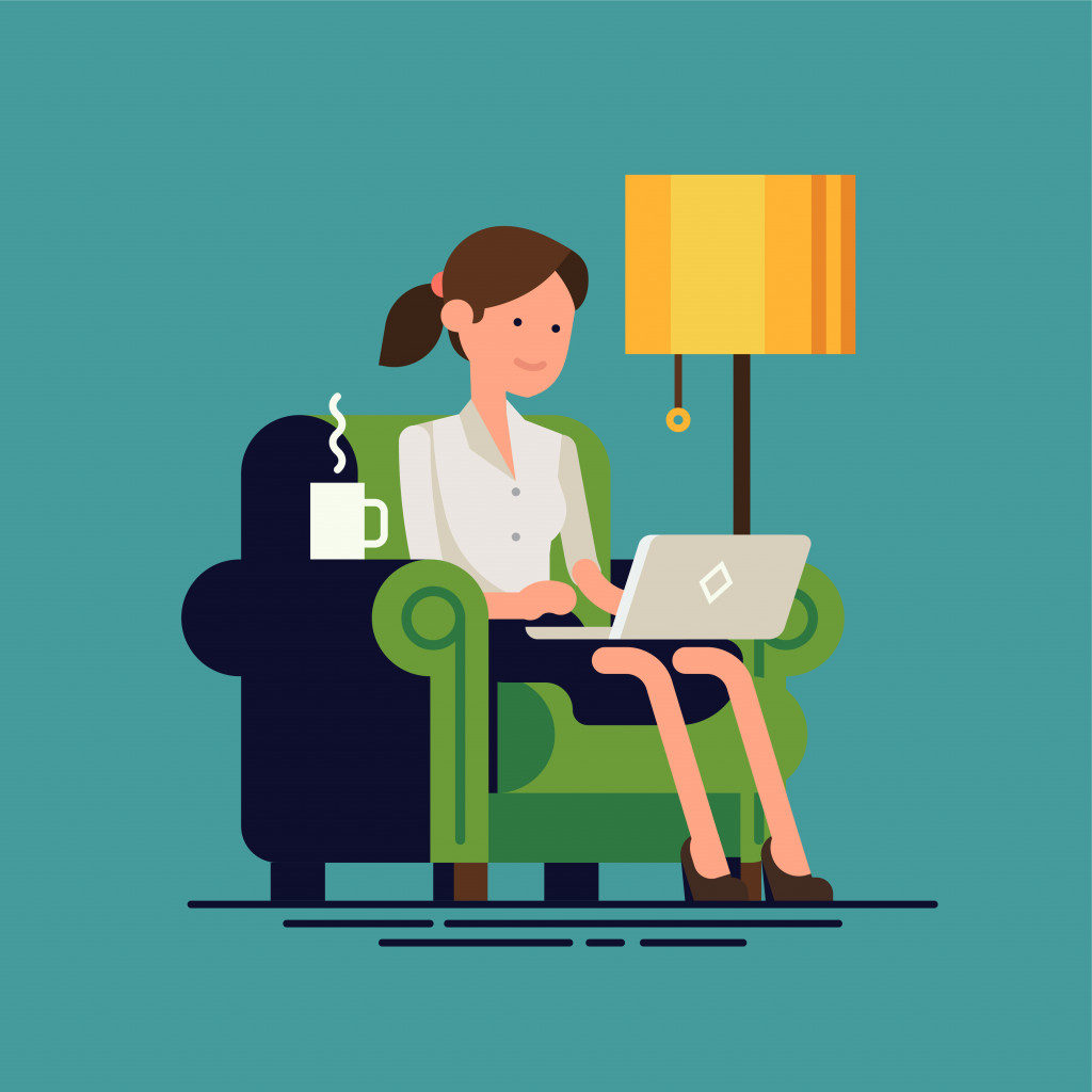 icon of woman working from home